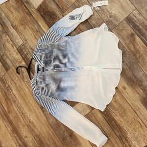 Zac & Rachel, Striped, Ombré Top ,button blue and white women PS